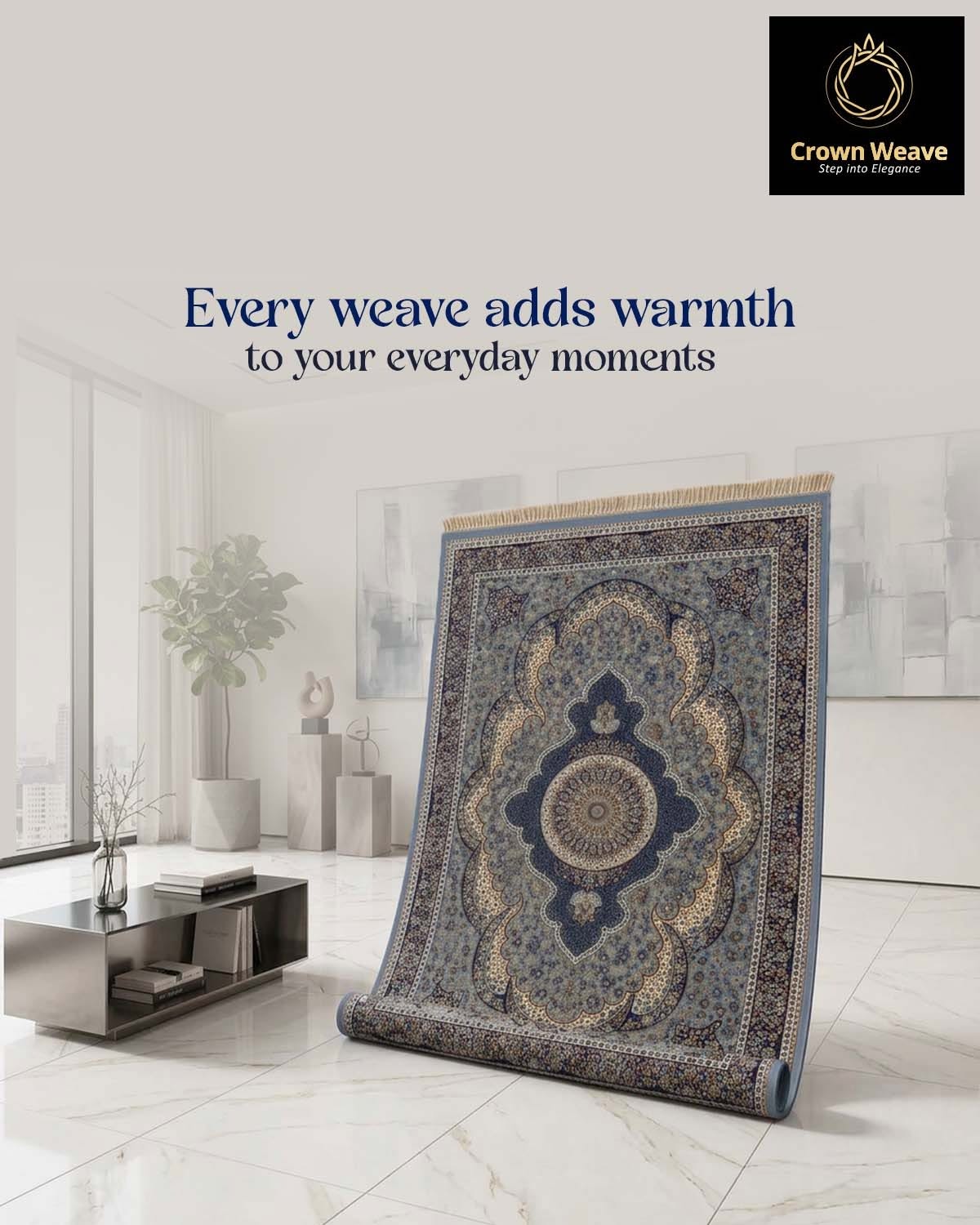 Blue royal medallion Crown Weave carpet